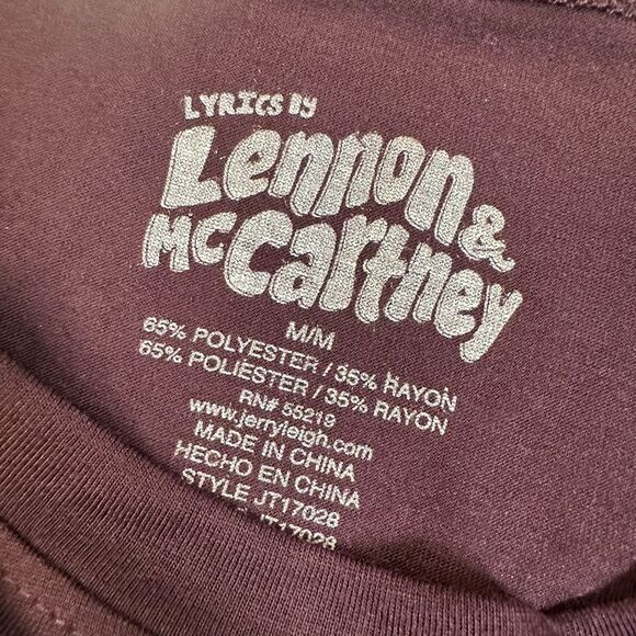 NWT Beatles Juniors/Teens Maroon Graphic Tee Shirt Come Together Song Lyrics - M - Picture 4 of 6